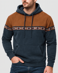 Soviska | Vintage inspired hoodie z wzorem na piersi i rękawach-Bluzy z kapturem-Soviska-Brązowy-S-Soviska