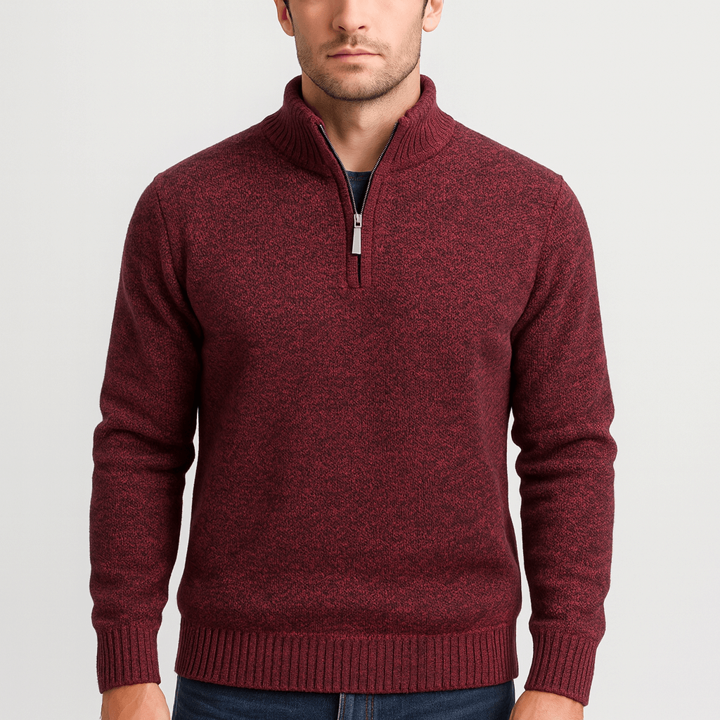 Soviska | Aksamitny sweter zimowy z golfem-Swetry-Soviska-Czerwony-M-Soviska