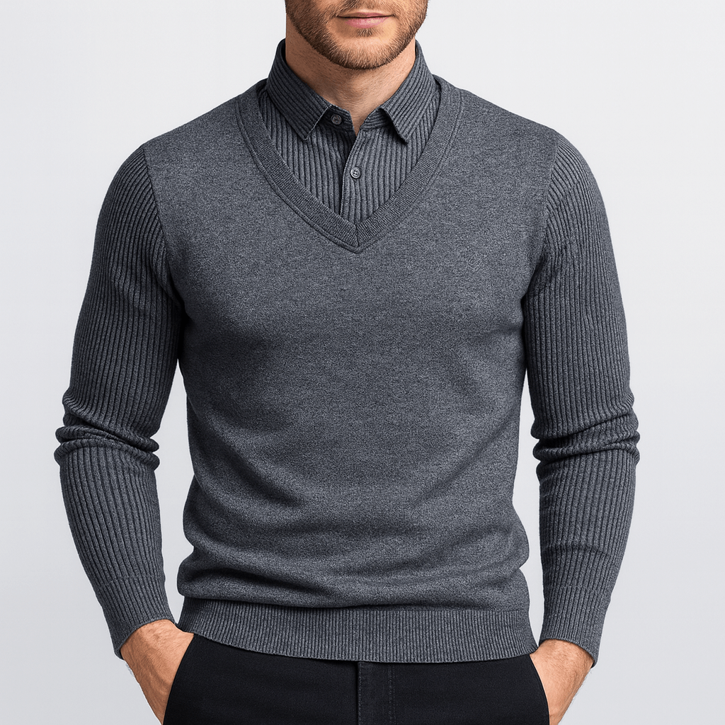 Soviska | Cienka dzianina sweter z dekoltem V-Swetry-Soviska-Czarny-M-Soviska