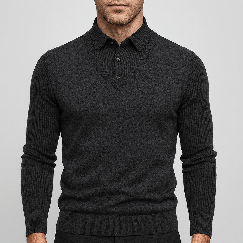 Soviska | Cienka dzianina sweter z dekoltem V-Swetry-Soviska-Czarny-M-Soviska