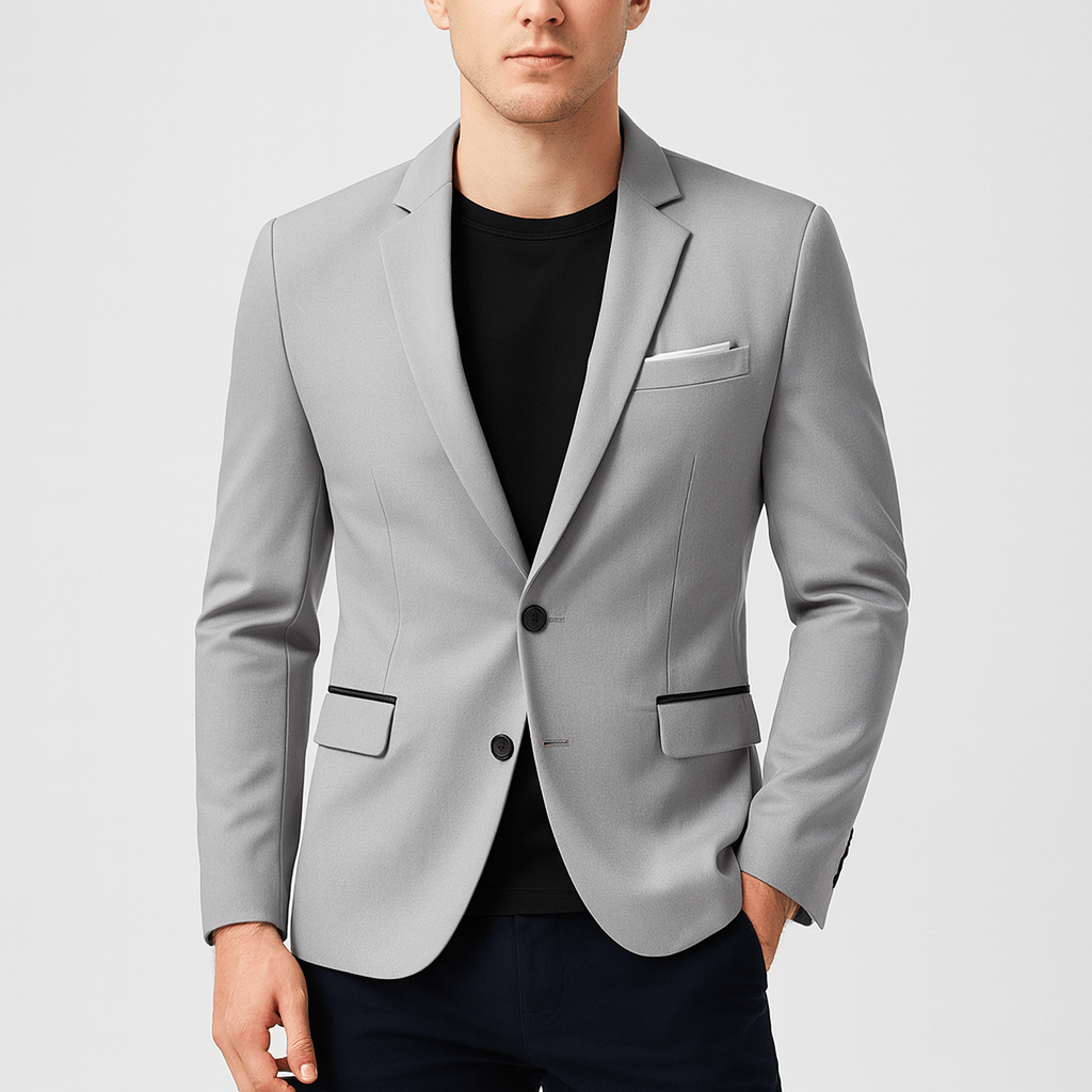 Soviska | Dopasowana marynarka z klapami-Marynarki-Soviska-Jasnoniebieski-S-Soviska