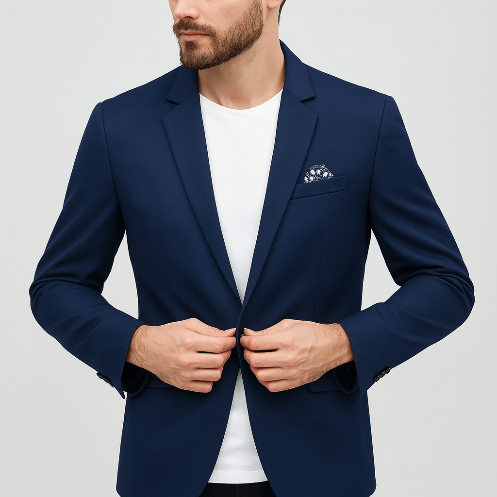 Soviska | Dopasowana marynarka z klapami-Marynarki-Soviska-Jasnoniebieski-S-Soviska