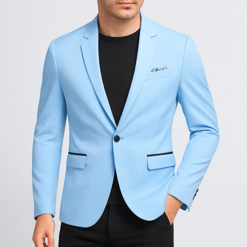 Soviska | Dopasowana marynarka z klapami-Marynarki-Soviska-Jasnoniebieski-S-Soviska