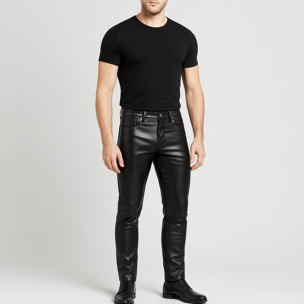 Soviska | Dopasowane czarne skórzane spodnie-Spodnie skórzane-Soviska-Czarny-28-Soviska
