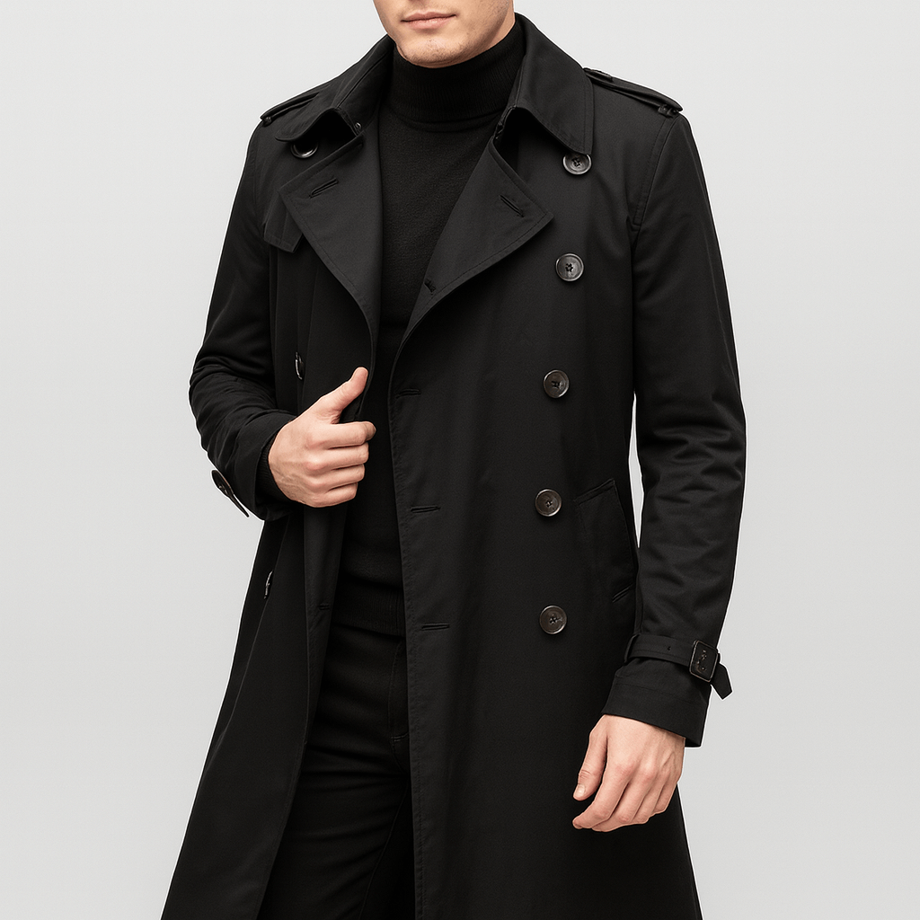 Soviska | Dopasowany bawełnowy trencz z dwurzędowym zapięciem-Płaszcze trench-Soviska-Brązowy-S-Soviska