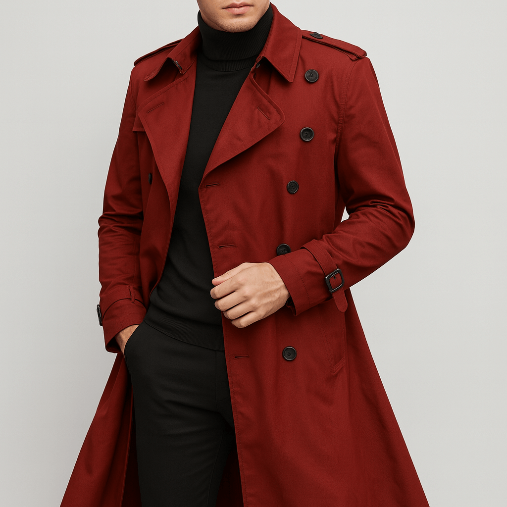 Soviska | Dopasowany bawełnowy trencz z dwurzędowym zapięciem-Płaszcze trench-Soviska-Brązowy-S-Soviska