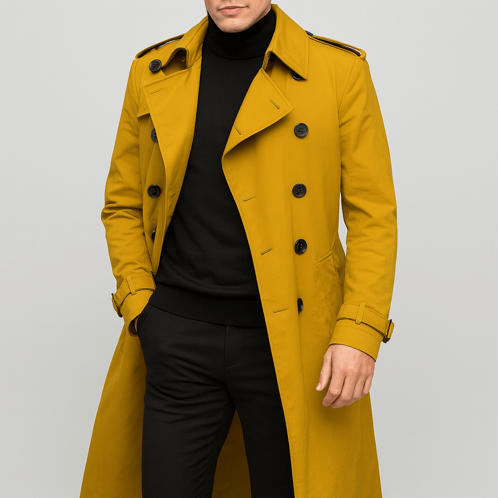 Soviska | Dopasowany bawełnowy trencz z dwurzędowym zapięciem-Płaszcze trench-Soviska-Brązowy-S-Soviska