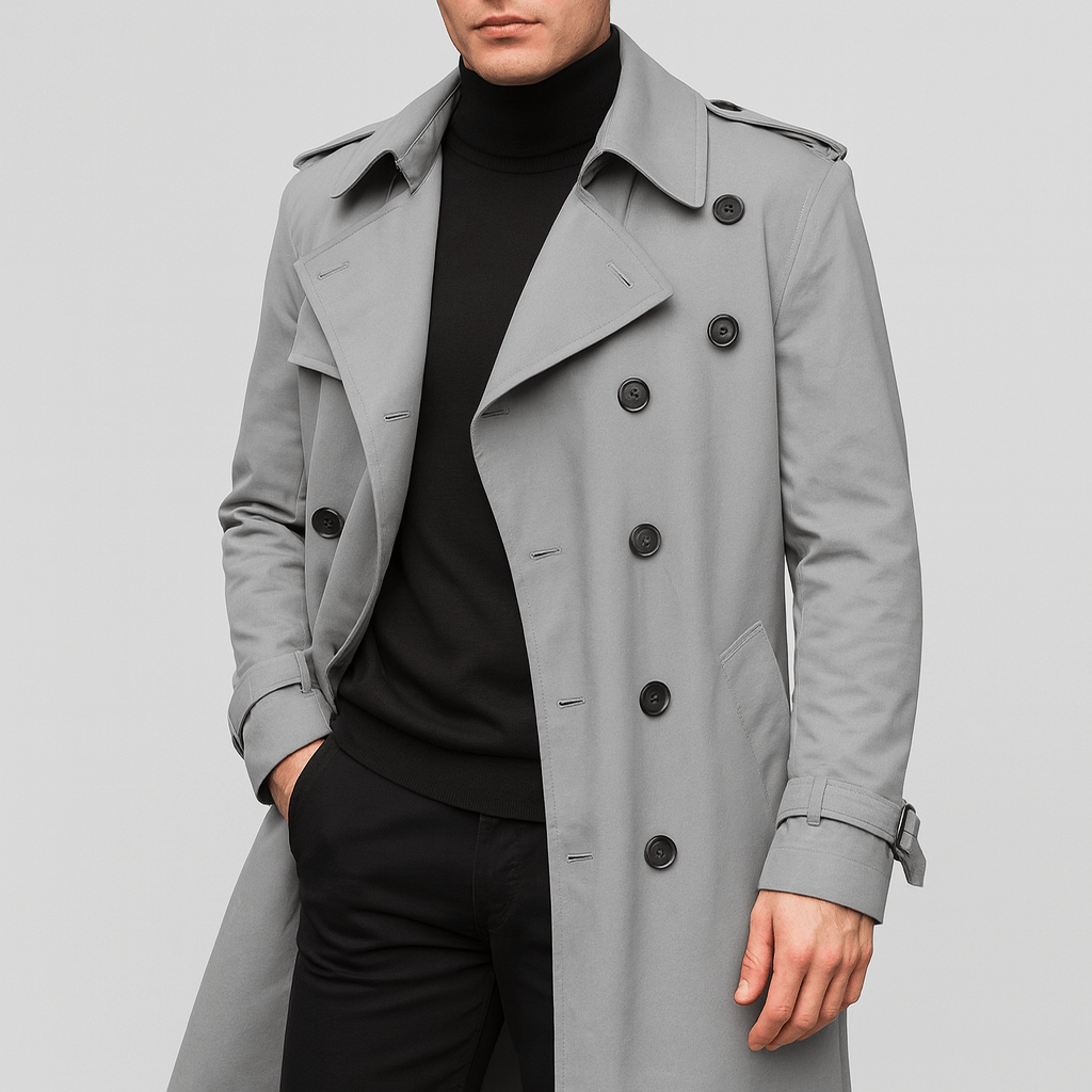 Soviska | Dopasowany bawełnowy trencz z dwurzędowym zapięciem-Płaszcze trench-Soviska-Brązowy-S-Soviska