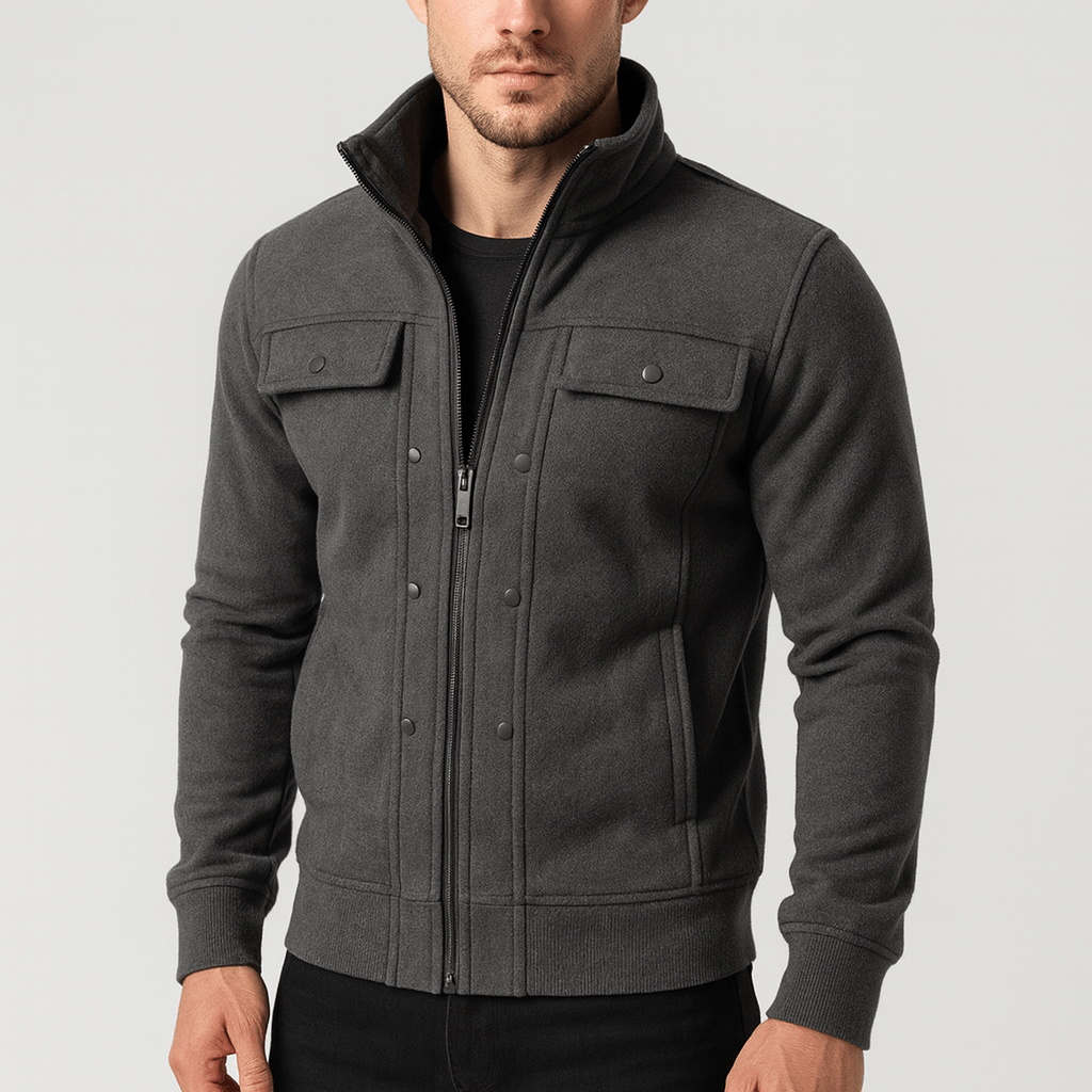 Soviska | Dwurzędowa kurtka polarowa z zatrzaskami-Odzież wierzchnia-Soviska-Biały-S-Soviska