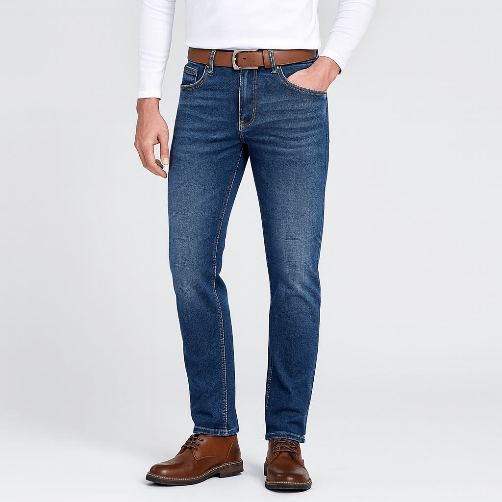 Soviska | Elastyczne dżinsy dopasowane-Jeansy męskie-Soviska-Granatowy-28-Soviska