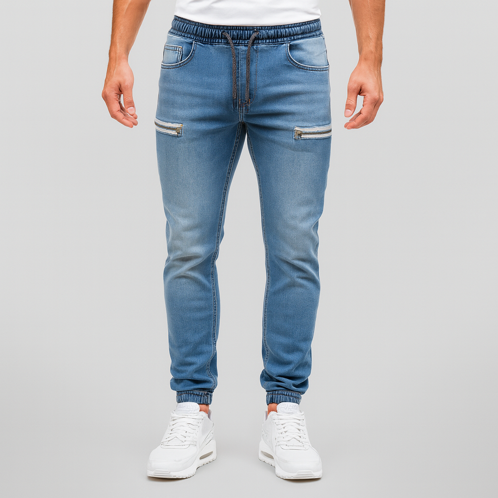 Soviska | Elastyczne joggery z kieszeniami na zamek-Dresy-Soviska-Jasnoniebieski-S-Soviska