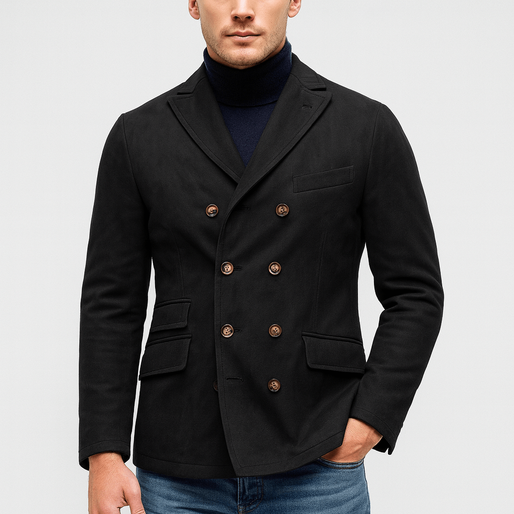 Soviska | Elegancka dwurzędowa marynarka-Marynarki-Soviska-Czarny-S-Soviska