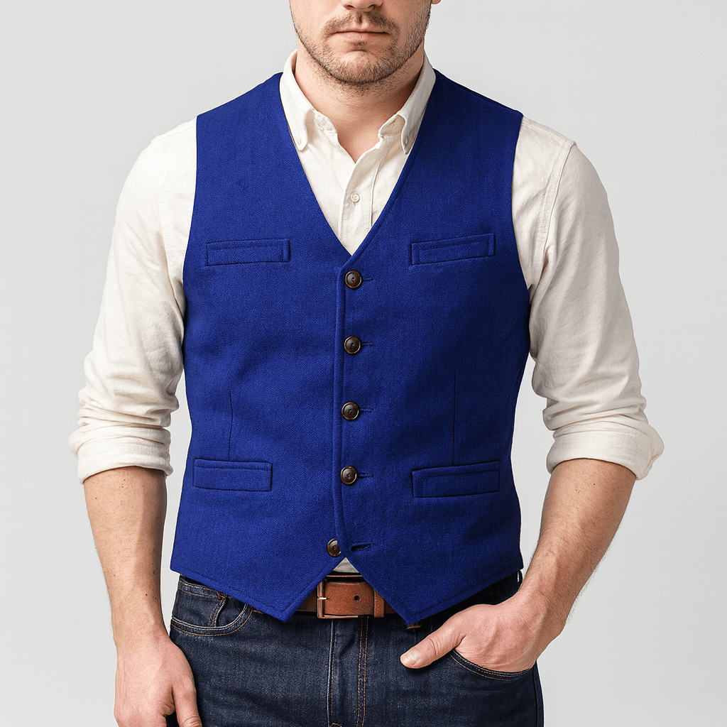 Soviska | Elegancki kamizelka z guzikiem-Kamizelki męskie-Soviska-Jasnoniebieski-XS-Soviska