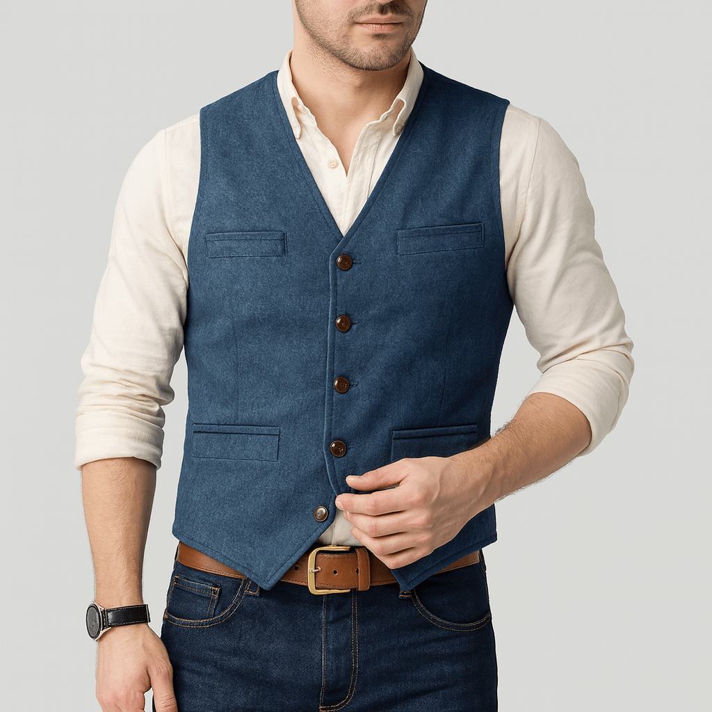 Soviska | Elegancki kamizelka z guzikiem-Kamizelki męskie-Soviska-Jasnoniebieski-XS-Soviska