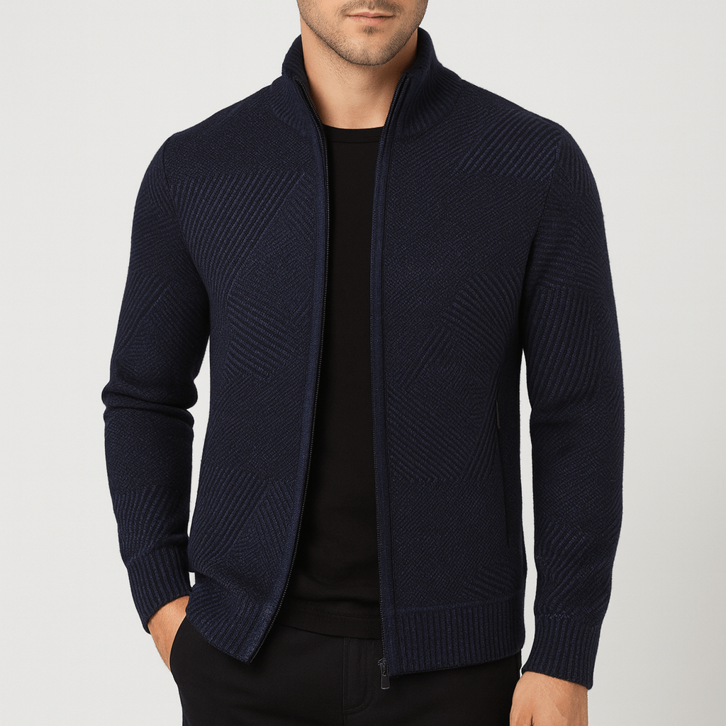 Soviska | Geometryczny gruby kardigan-Swetry-Soviska-Szary-S-Soviska