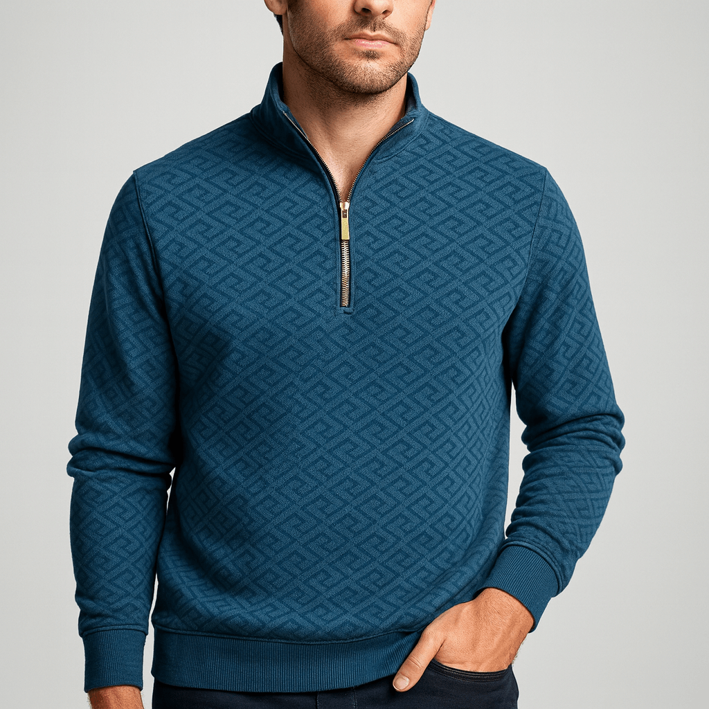 Soviska | Geometryczny sweter z półokrągłym dekoltem-Swetry-Soviska-Khaki-S-Soviska