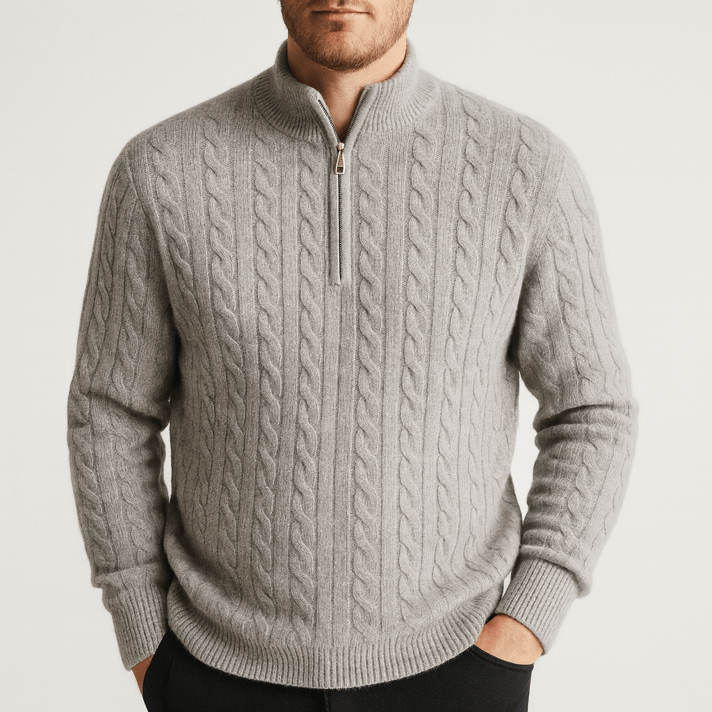 Soviska | Gęsta dzianina kardigan z zamkiem-Swetry i kardigany-Soviska-Beżowy-S-Soviska