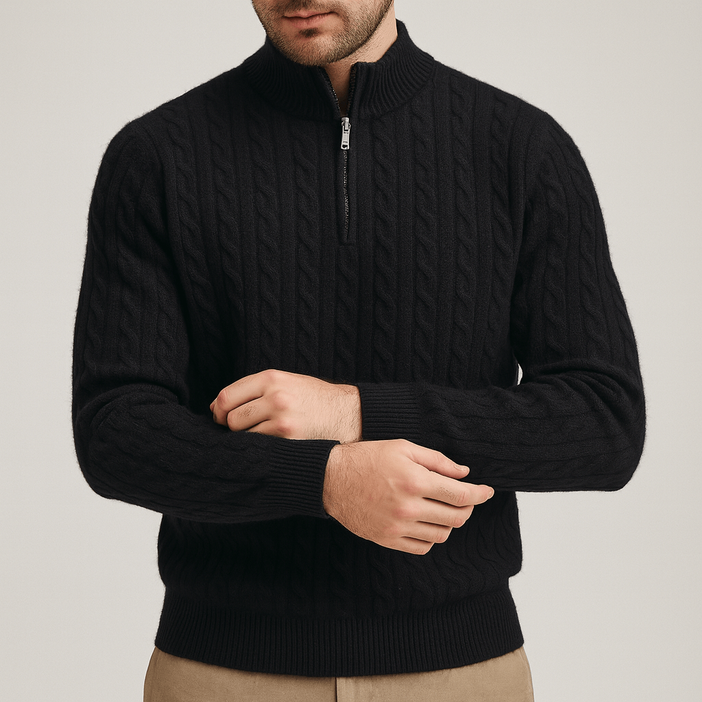 Soviska | Gęsta dzianina kardigan z zamkiem-Swetry i kardigany-Soviska-Beżowy-S-Soviska