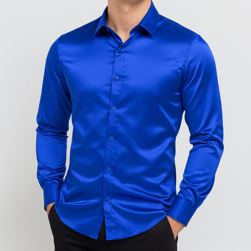 Soviska | Gładka satynowa koszula-Koszule wizytowe-Soviska-Czarny-S-Soviska