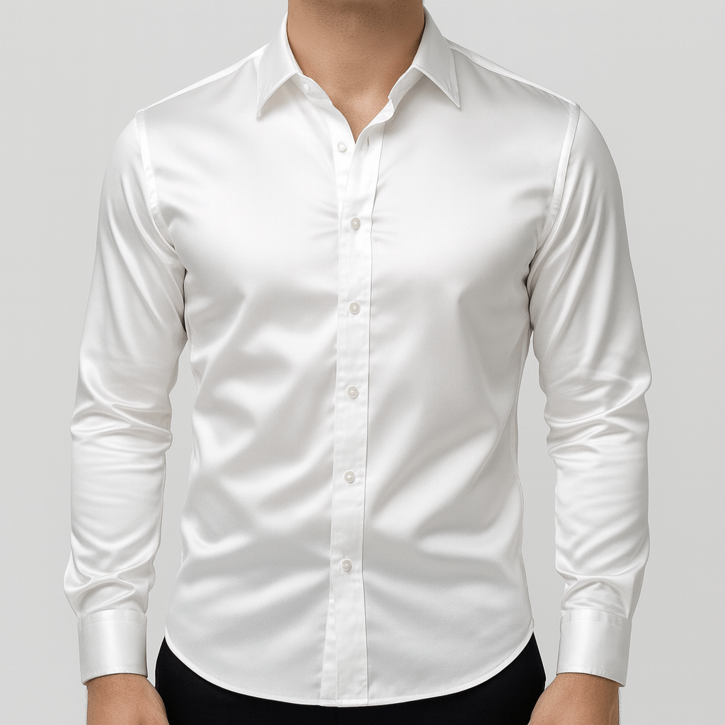 Soviska | Gładka satynowa koszula-Koszule wizytowe-Soviska-Czarny-S-Soviska