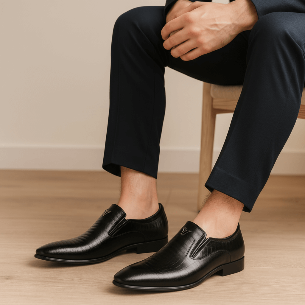 Soviska | Gładkie buty ze skóry PU-Buty męskie-Soviska-Czarny-6-Soviska