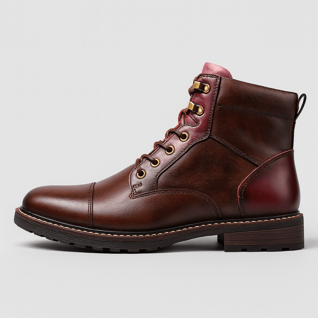 Soviska | Gładkie skórzane botki z sznurowaną konstrukcją-Kozaki-Soviska-6-Brązowy-Soviska