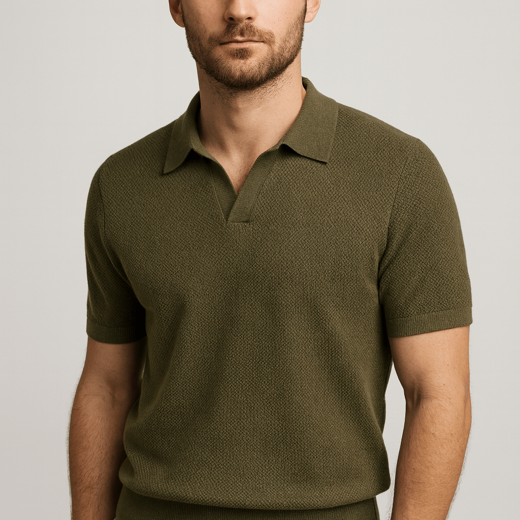 Soviska | Gofrowany kołnierzyk polo-Koszulki polo-Soviska-Zielony-M-Soviska