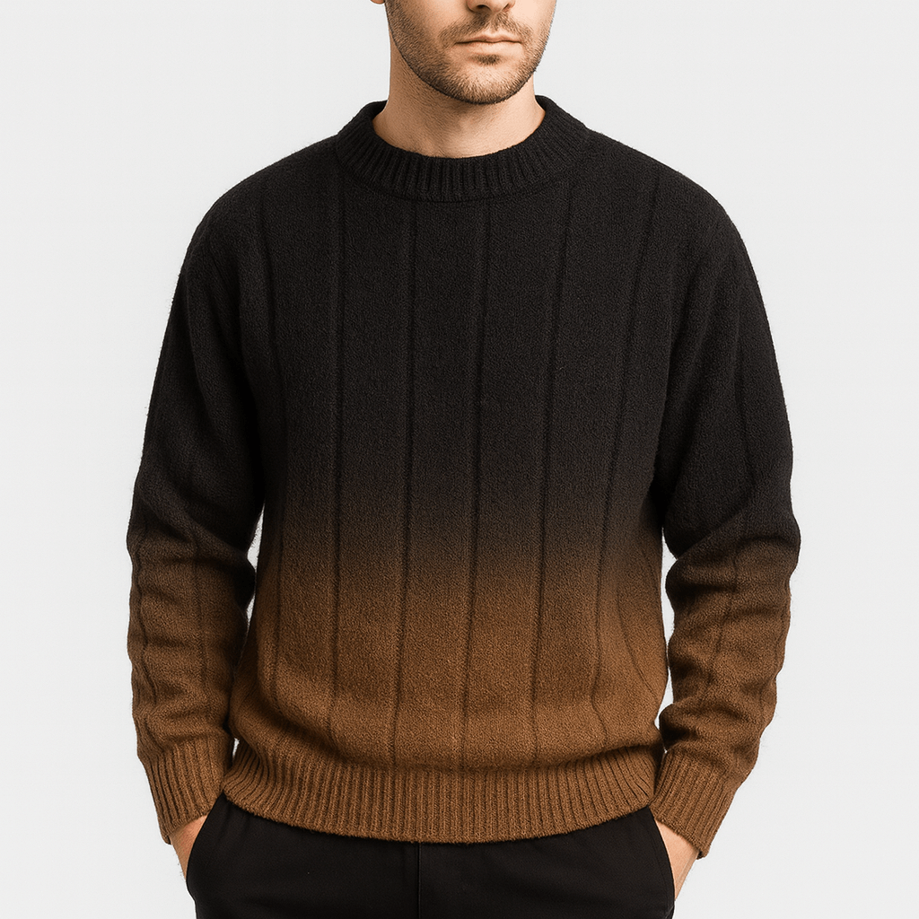 Soviska | Gradientowy sweter z dzianiny-Swetry męskie-Soviska-Brązowy-XS-Soviska