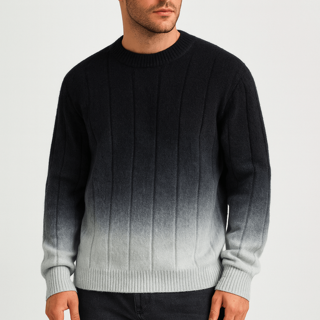 Soviska | Gradientowy sweter z dzianiny-Swetry męskie-Soviska-Brązowy-XS-Soviska