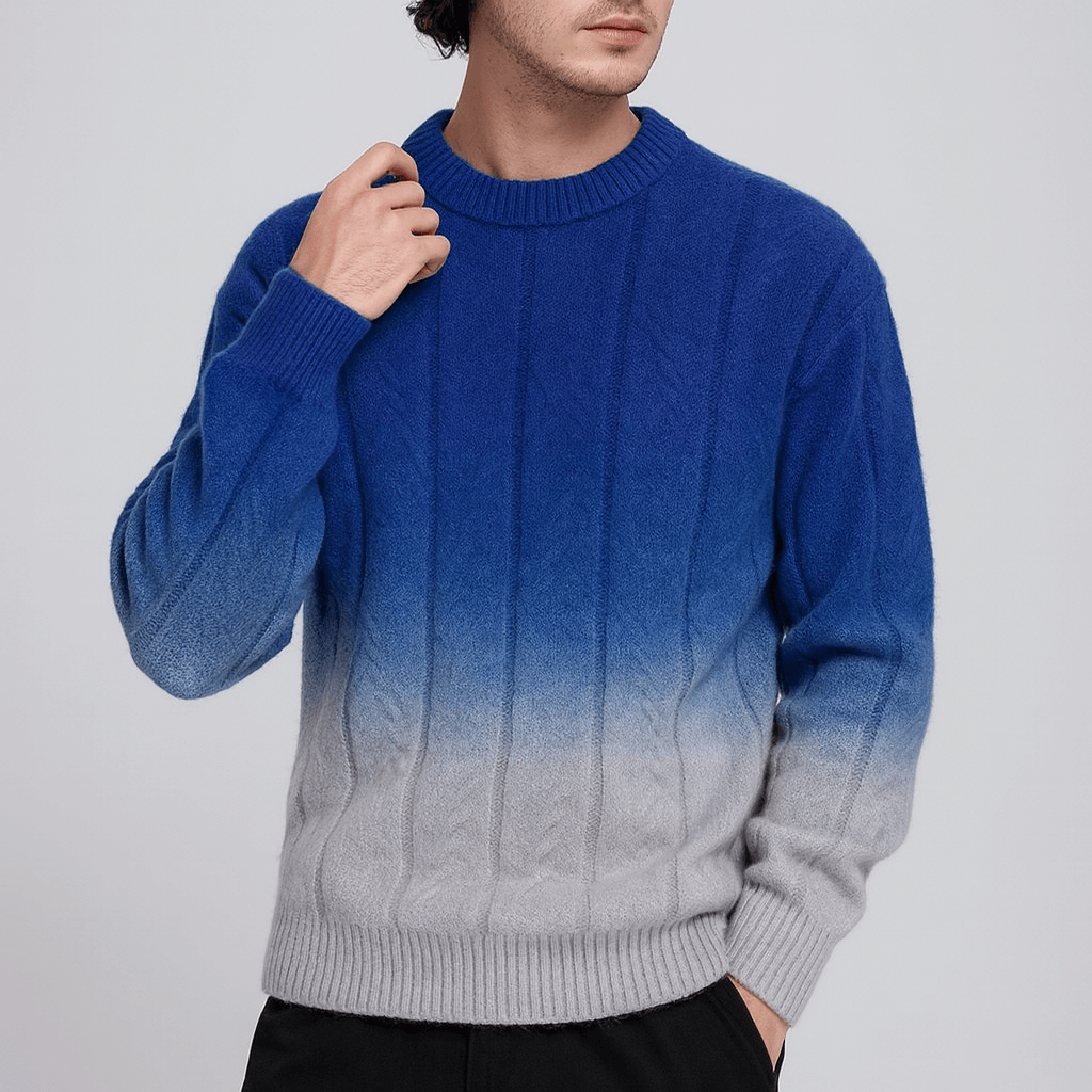 Soviska | Gradientowy sweter z dzianiny-Swetry męskie-Soviska-Brązowy-XS-Soviska