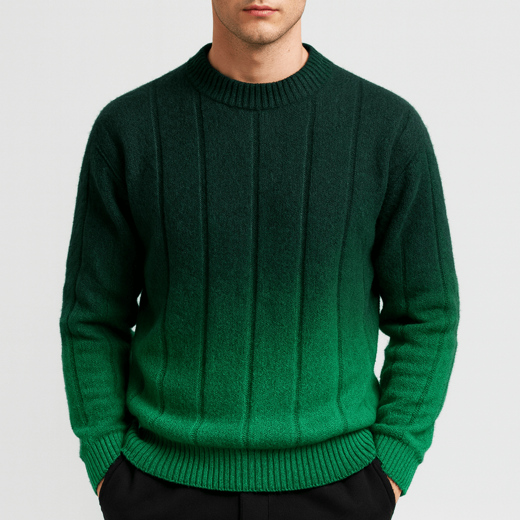 Soviska | Gradientowy sweter z dzianiny-Swetry męskie-Soviska-Brązowy-XS-Soviska