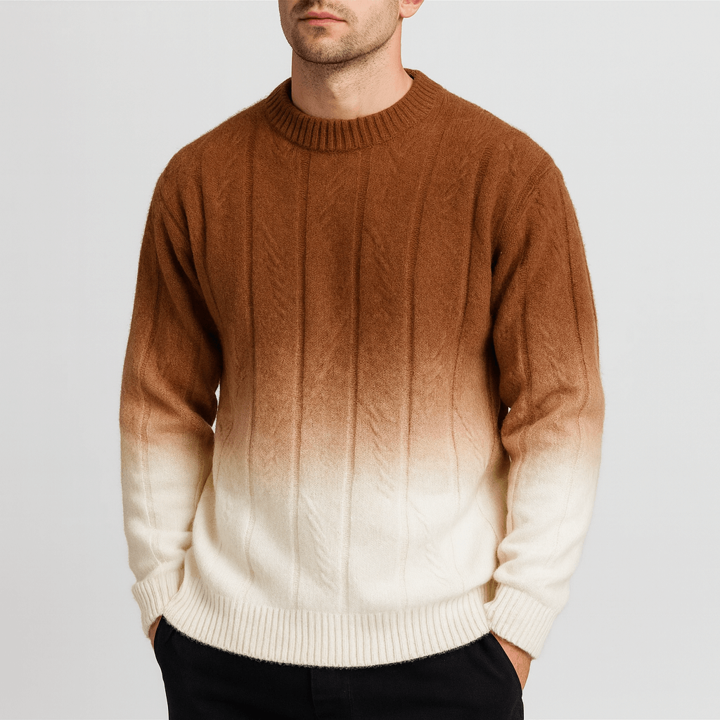 Soviska | Gradientowy sweter z dzianiny-Swetry męskie-Soviska-Brązowy-XS-Soviska