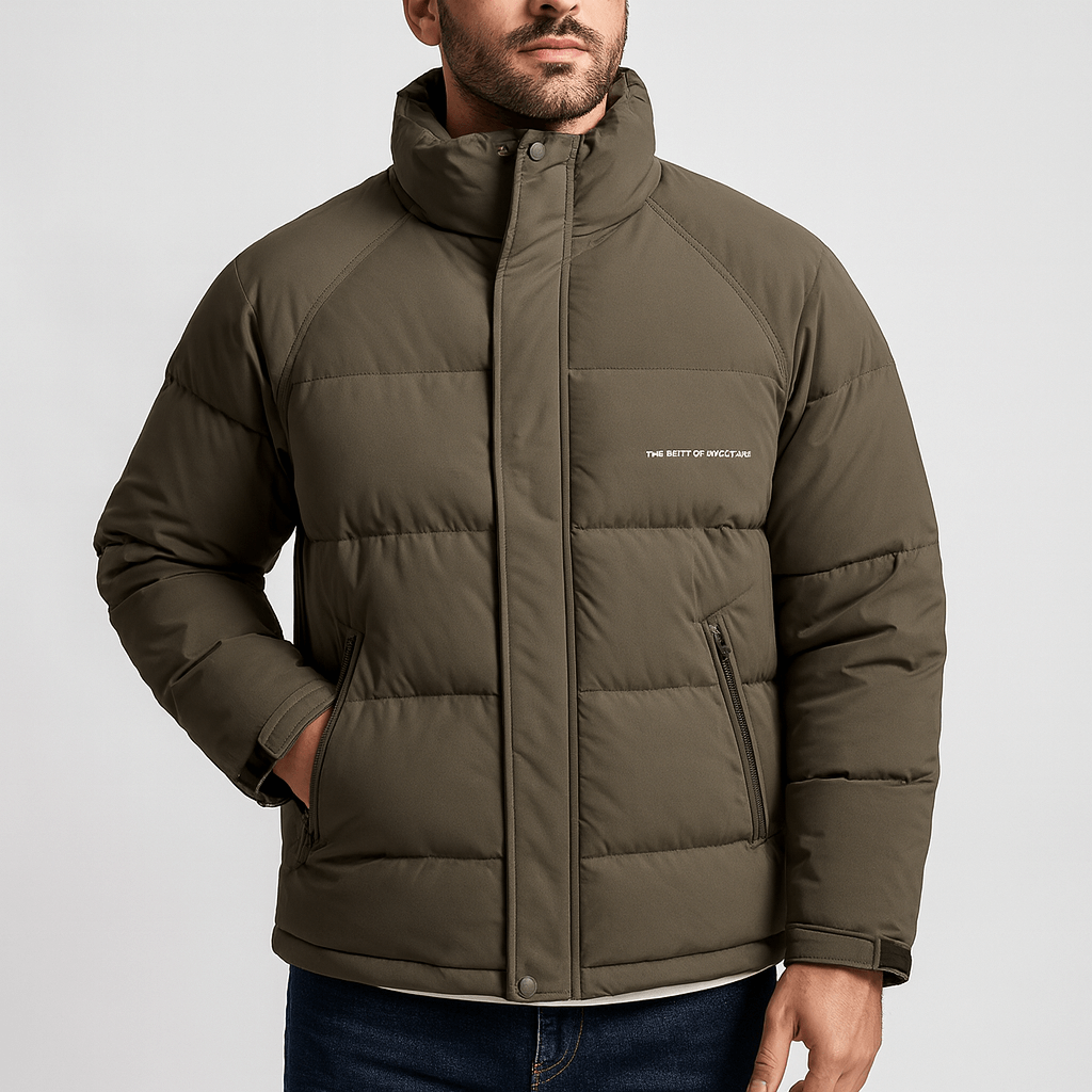 Soviska | Gruba puchowa kurtka z luźnym krojem-Kurtki puchowe-Soviska-Brązowy-L-Soviska