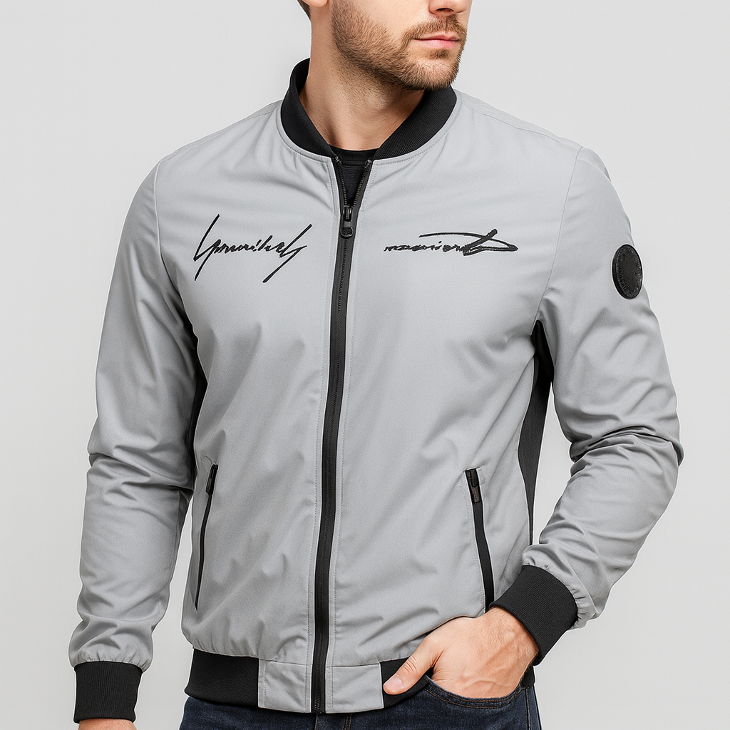 Soviska | Haftowana kurtka bomberka z gładkiego poliestru-Bomberki-Soviska-Zielony-S-Soviska