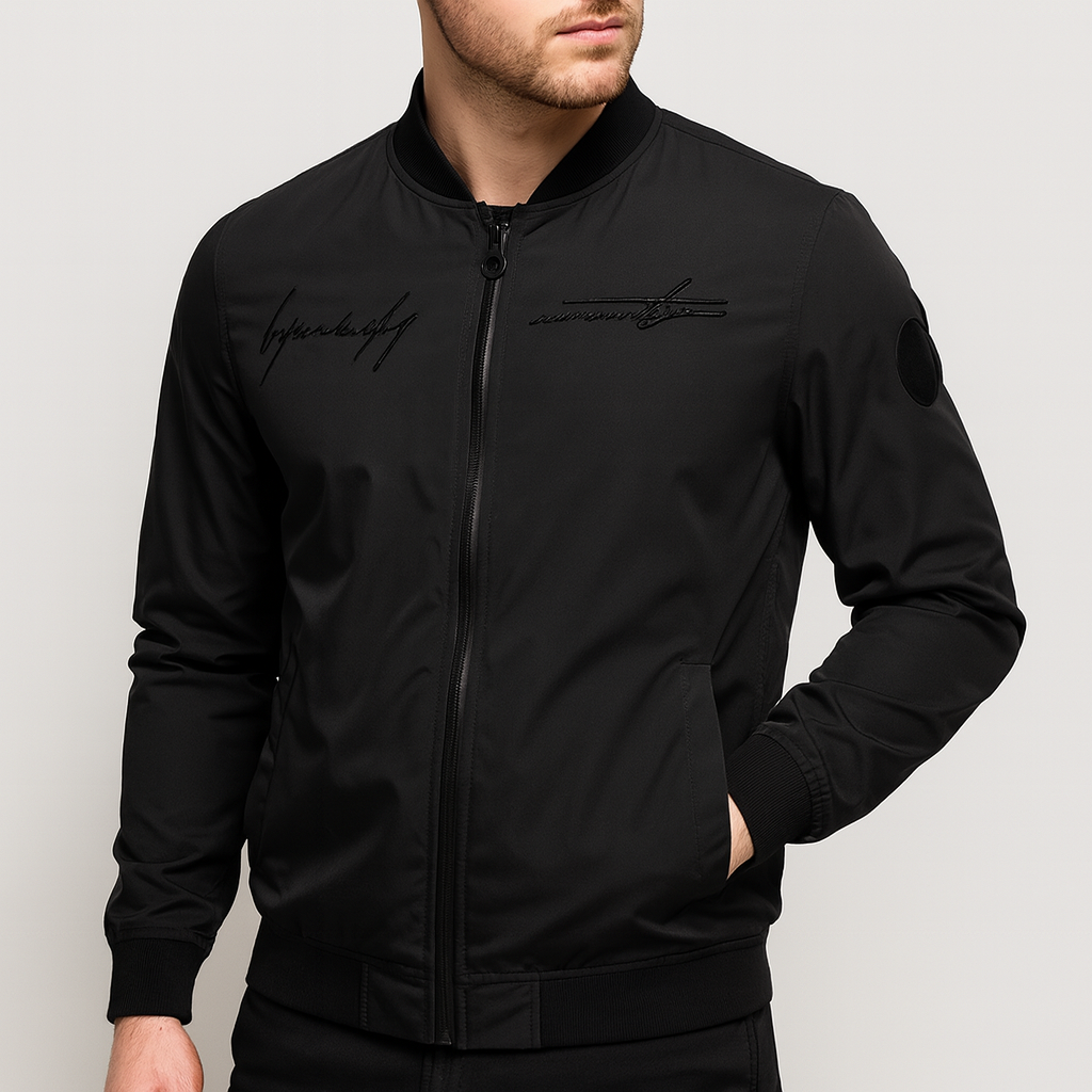 Soviska | Haftowana kurtka bomberka z gładkiego poliestru-Bomberki-Soviska-Zielony-S-Soviska