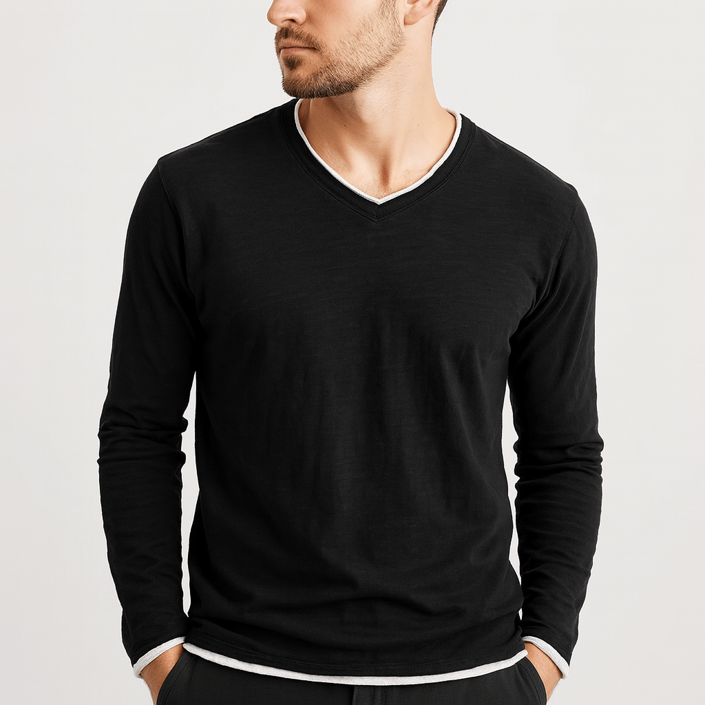 Soviska | Klasyczna bawełniana koszula z długim rękawem-Koszule wizytowe-Soviska-Granatowy-S-Soviska