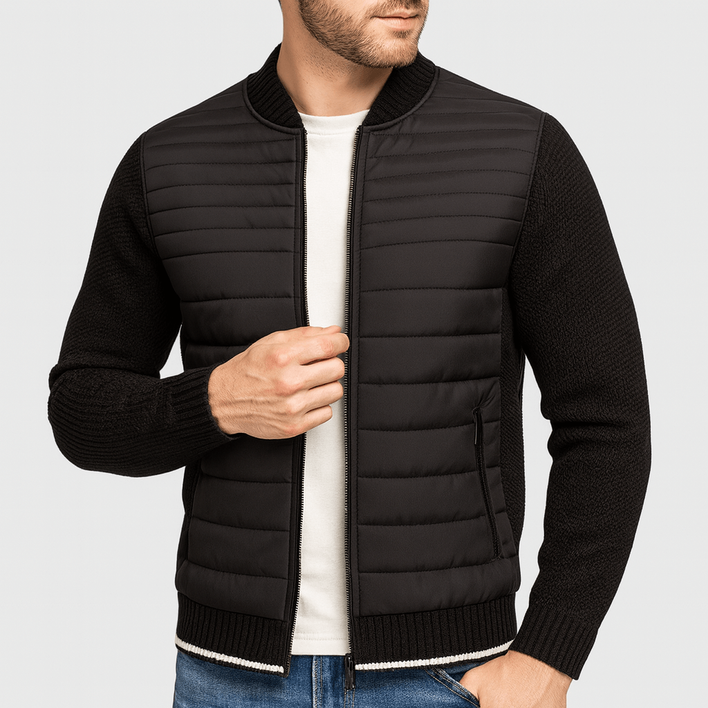 Soviska | Klasyczny kardigan z polibawełny z zapięciem na zamek-Kamizelki-Soviska-Czarny-S-Soviska