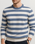 Soviska | Klasyczny sweter w paski z miękkiej tkaniny-Swetry męskie-Soviska-Niebieski-S-Soviska