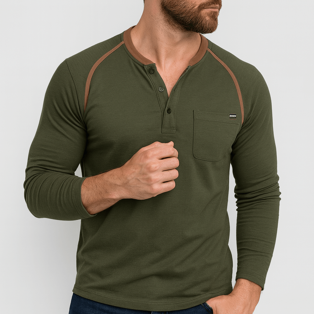 Soviska | Kontrastowa koszula weekendowa z kieszenią-Koszule męskie-Soviska-Niebieski-S-Soviska