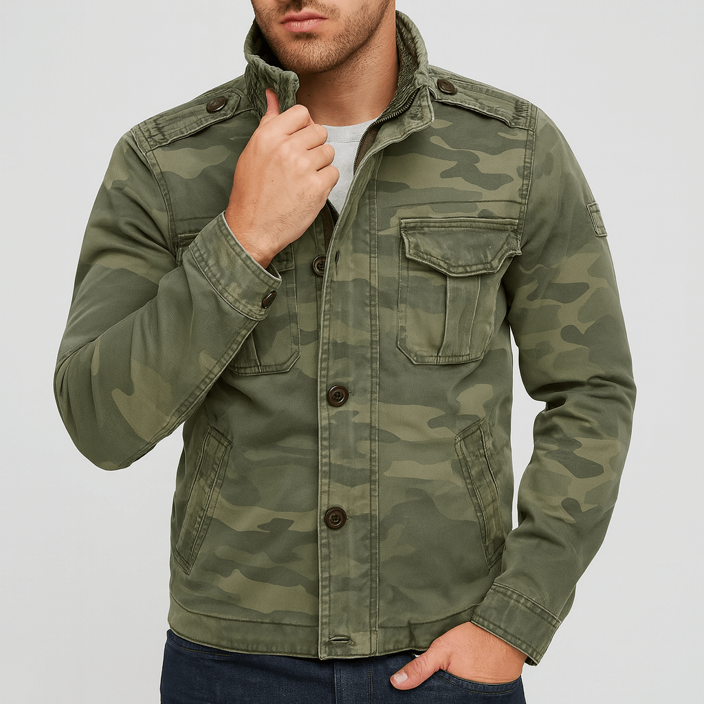 Soviska | Luźny krój kurtka dżinsowa z wieloma kieszeniami-Kurtki-Soviska-Oliwkowy-S-Soviska