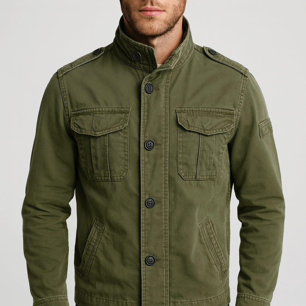 Soviska | Luźny krój kurtka dżinsowa z wieloma kieszeniami-Kurtki-Soviska-Oliwkowy-S-Soviska