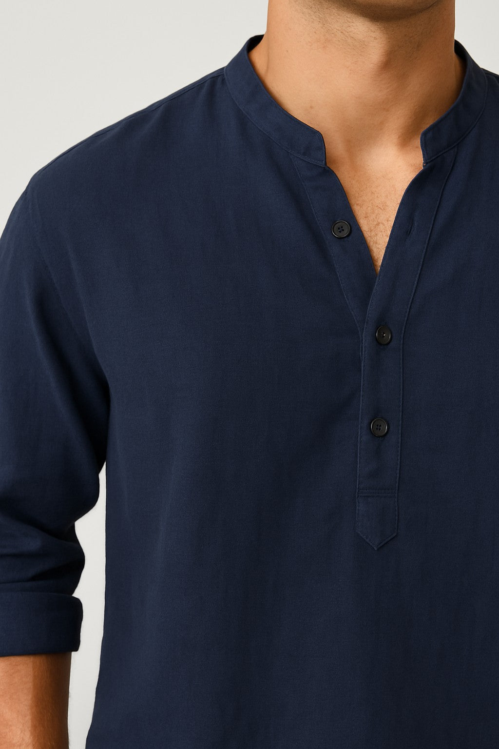 Soviska | Luźny lniana koszula z długim rękawem-Koszule casualowe-Soviska-Ciemnoniebieski-S-Soviska