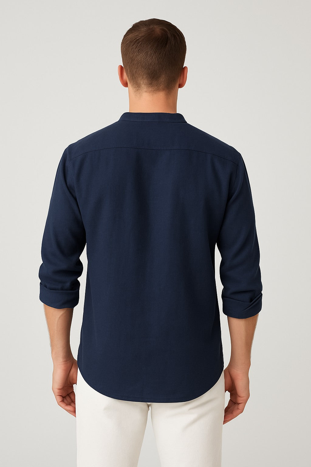 Soviska | Luźny lniana koszula z długim rękawem-Koszule casualowe-Soviska-Ciemnoniebieski-S-Soviska