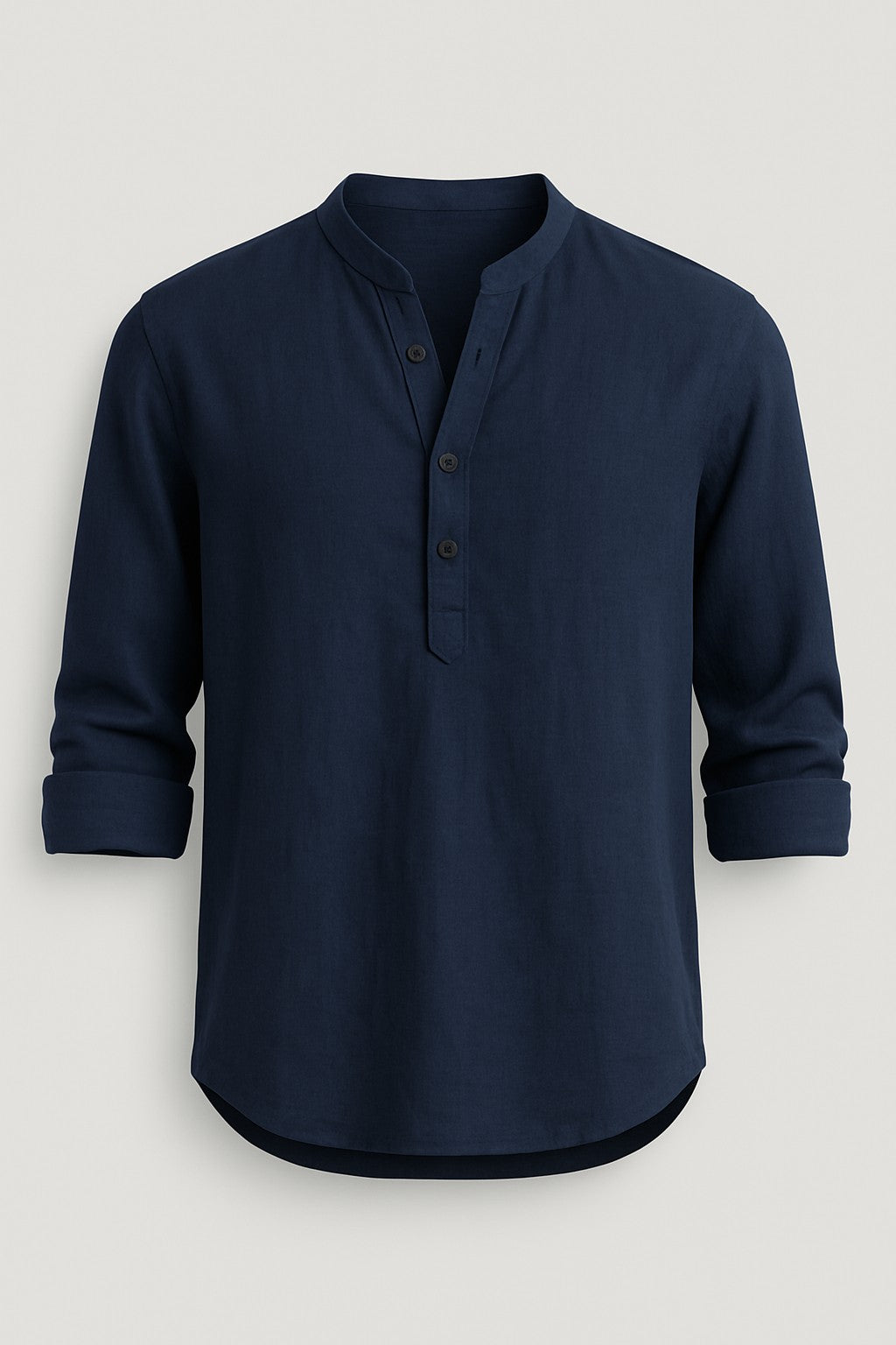 Soviska | Luźny lniana koszula z długim rękawem-Koszule casualowe-Soviska-Ciemnoniebieski-S-Soviska