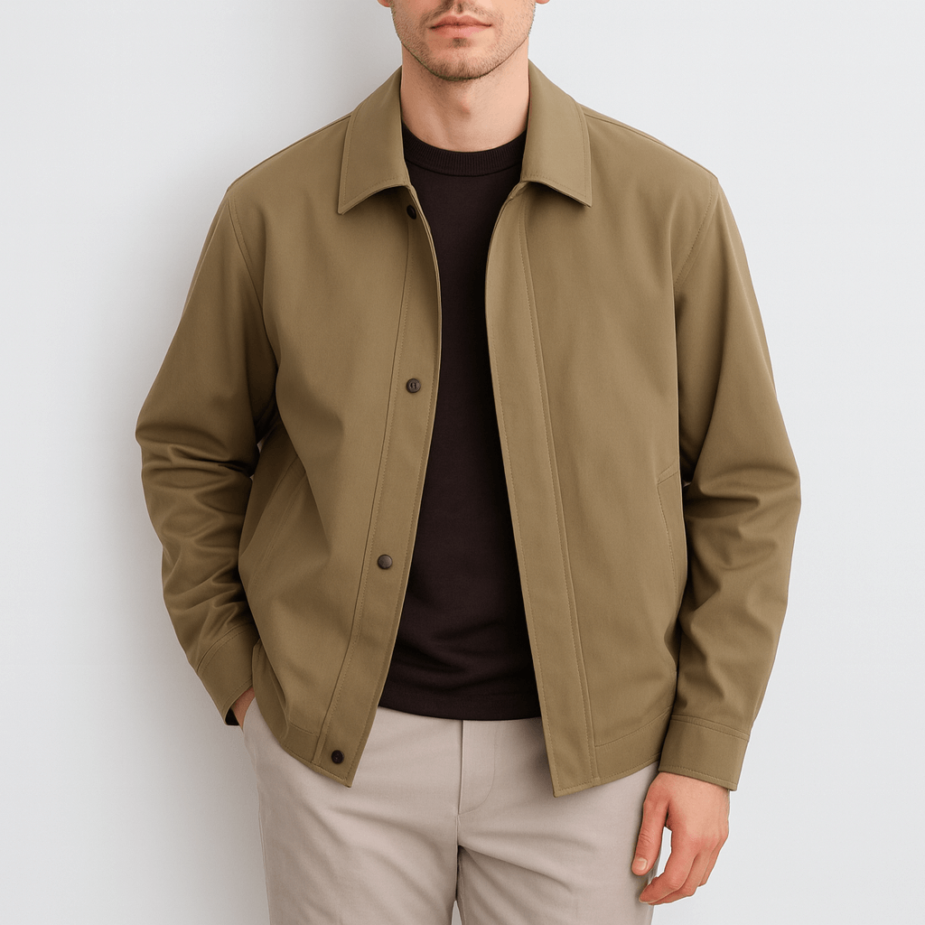 Soviska | Luźny płaszcz z kołnierzykiem-Kurtki i płaszcze-Soviska-Khaki-XS-Soviska