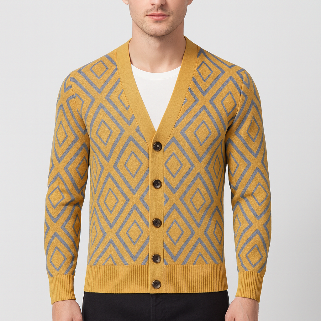 Soviska | Miękka wełniana mieszanka kardigan z wzorem żakardowym-Swetry-Soviska-Czarny-M-Soviska