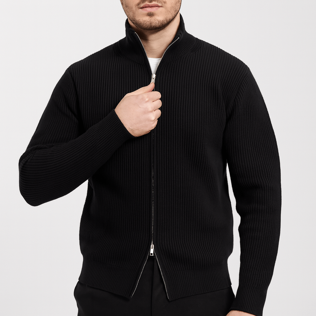 Soviska | Miękki dzianinowy kardigan z wysoką szyją-Swetry-Soviska-Beżowy-M-Soviska