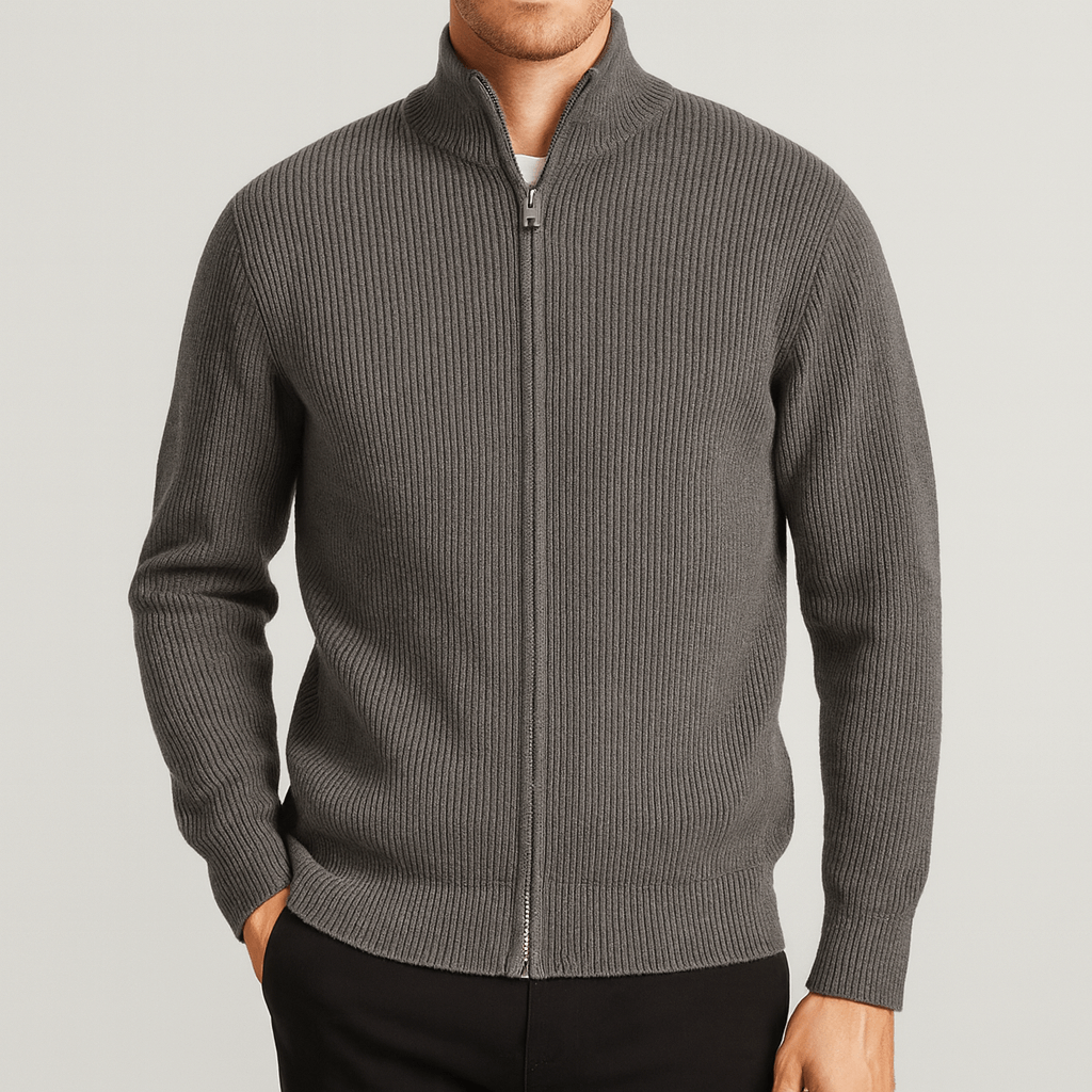 Soviska | Miękki dzianinowy kardigan z wysoką szyją-Swetry-Soviska-Beżowy-M-Soviska