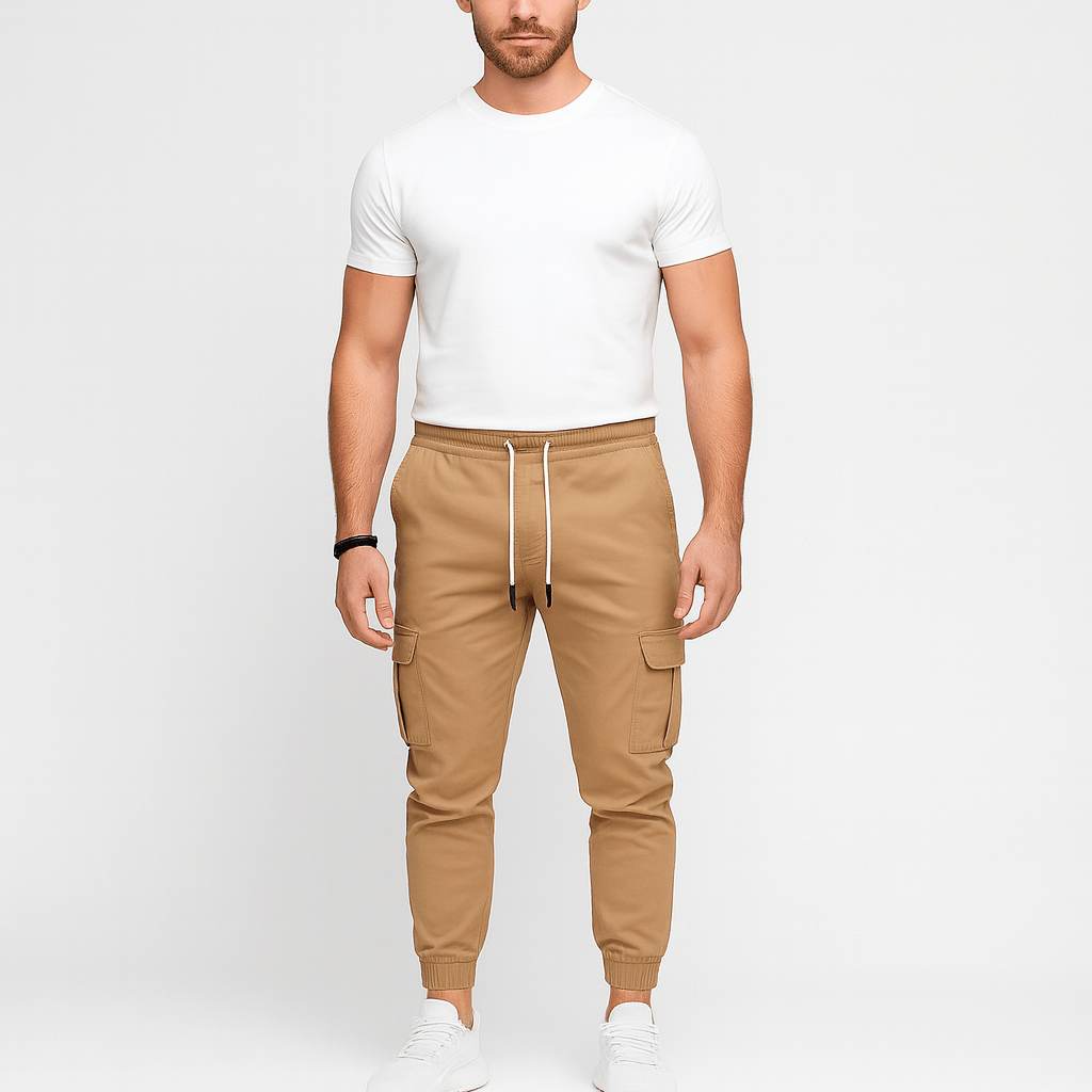 Soviska | Miękkie joggery cargo z elastycznym pasem-Spodnie męskie-Soviska-Ciemnoszary-XS-Soviska