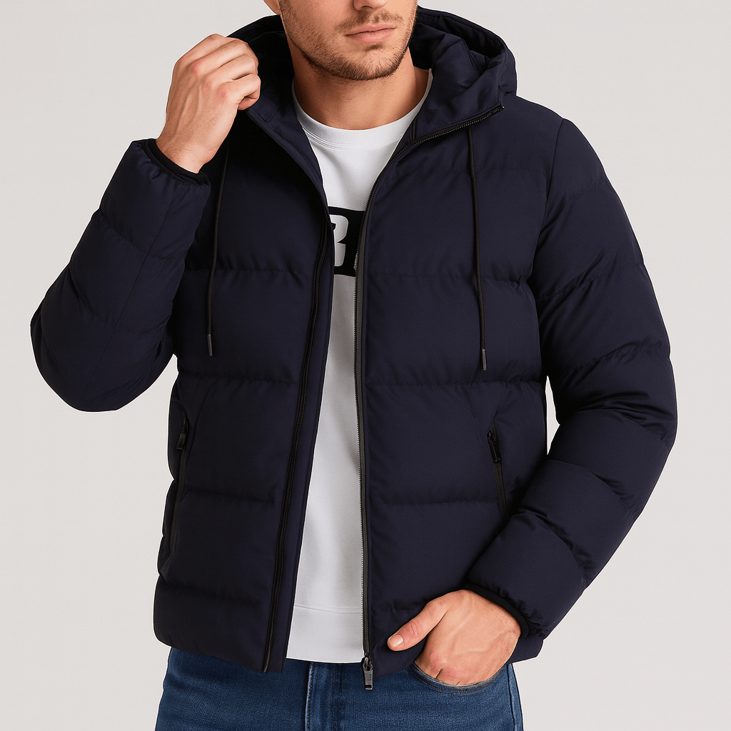 Soviska | Ocieplana kurtka puchowa z kapturem-Kurtki puchowe-Soviska-Niebieski-M-Soviska